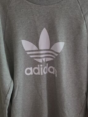 adidas Gray Crewneck Sweatshirt with White Trefoil